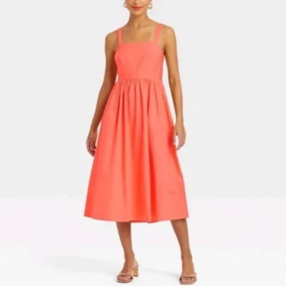 A New Day Women’s Sleeveless Smocked Sundress -Orange